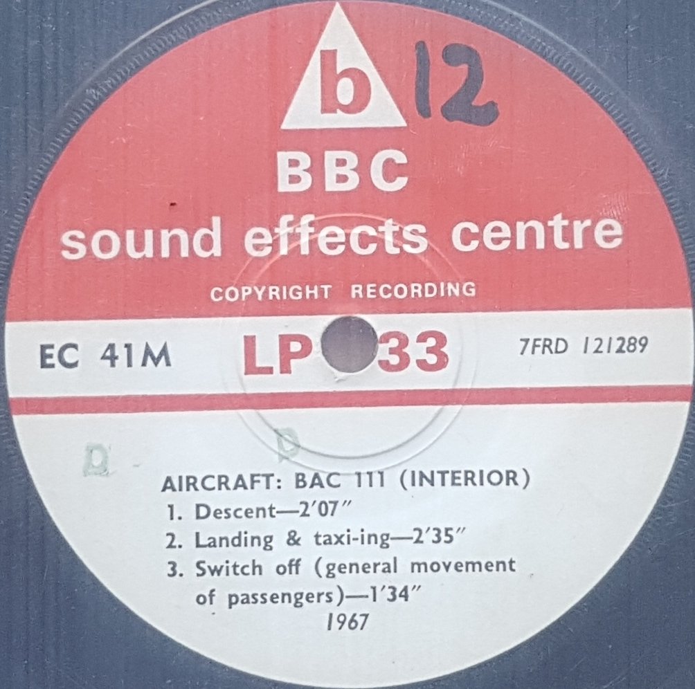 EC 41M Aircraft: BAC 111 (Interior) Not registered from the BBC records and Tapes library Label